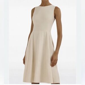Lauren Ralph Lauren Cream Fit & Flare Midi Dress Size 6 Elegant Sleeveless